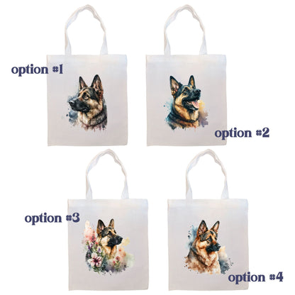 Canvas Tote Bag, Zippered With Handles & Inner Pocket, "German Shepherd"