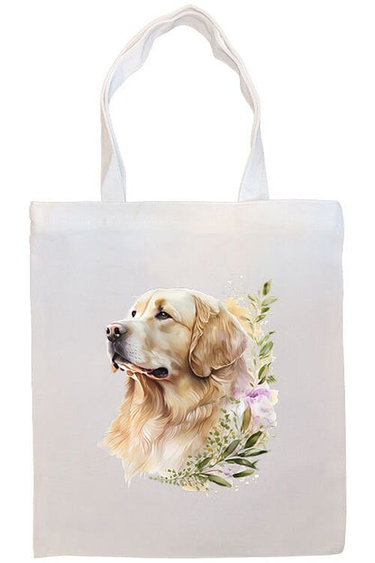 Canvas Tote Bag, Zippered With Handles & Inner Pocket, "Golden Retriever"