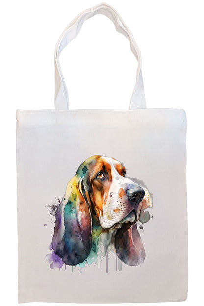 Canvas Tote Bag, Zippered With Handles & Inner Pocket, "Basset Hound"