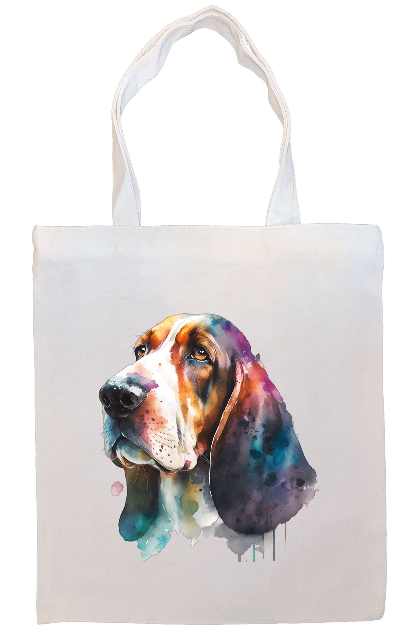 Canvas Tote Bag, Zippered With Handles & Inner Pocket, "Basset Hound"