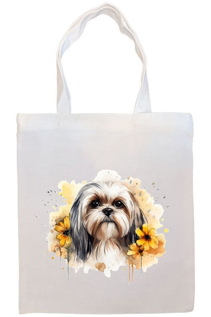 Canvas Tote Bag, Zippered With Handles & Inner Pocket, "Shih Tzu"