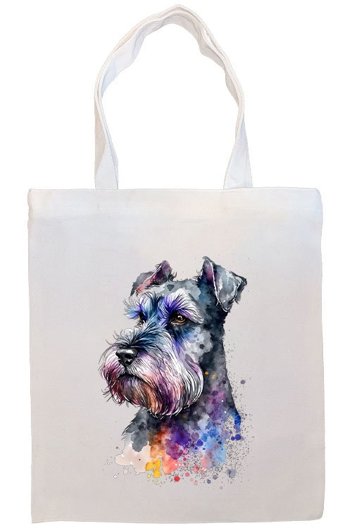 Canvas Tote Bag, Zippered With Handles & Inner Pocket, "Schnauzer"