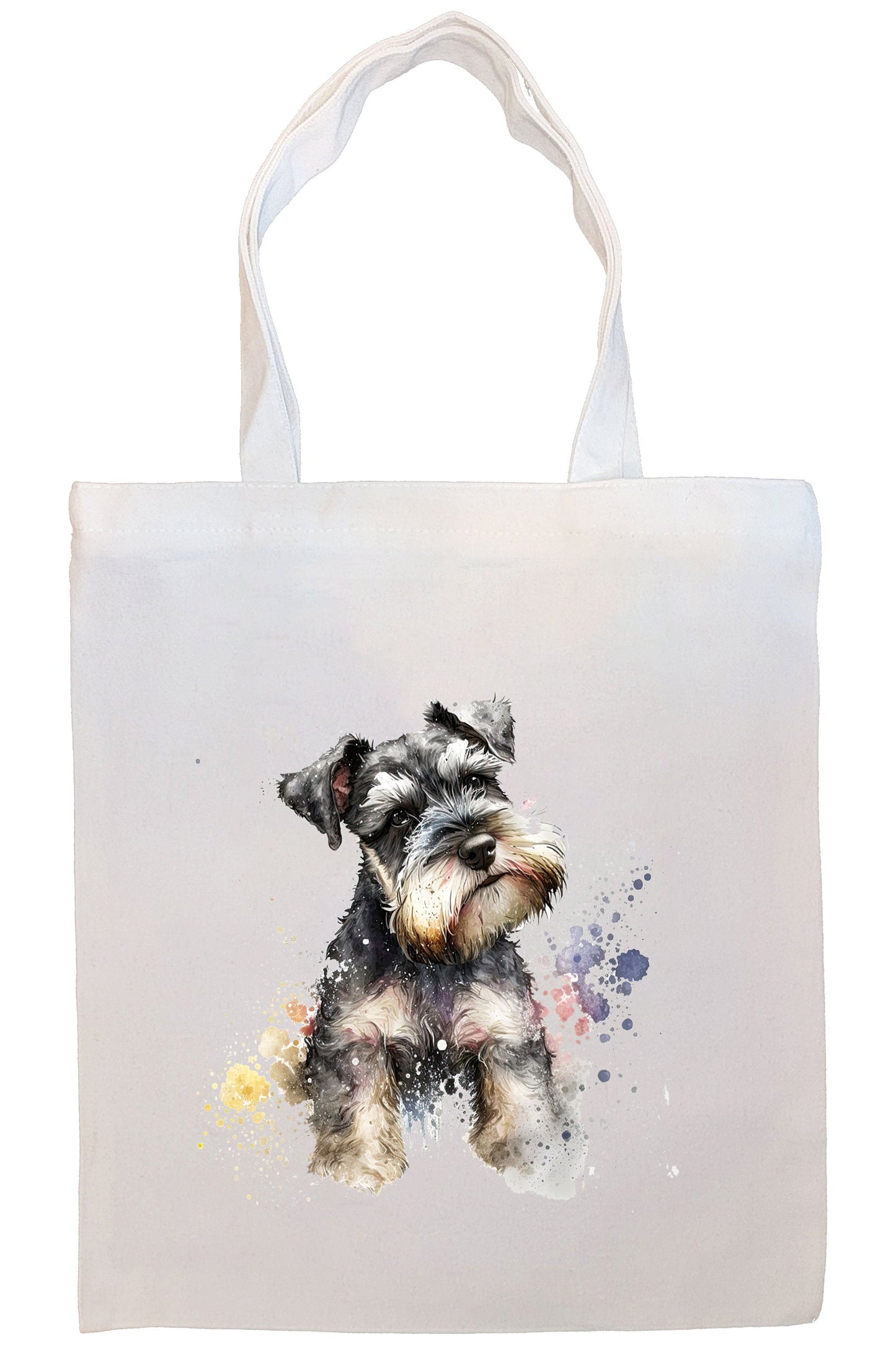 Canvas Tote Bag, Zippered With Handles & Inner Pocket, "Schnauzer"