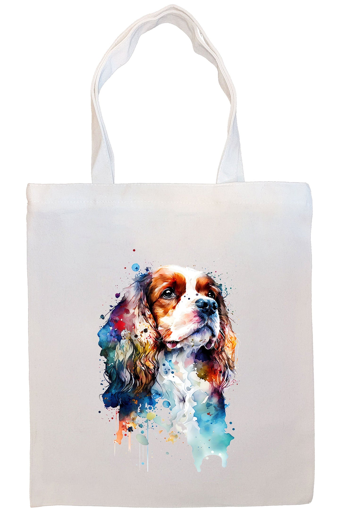 Canvas Tote Bag, Zippered with Inner Pocket, "Cavalier King Charles Spaniel"