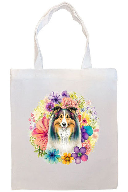 Canvas Tote Bag, Zippered With Handles & Inner Pocket, "Collie"