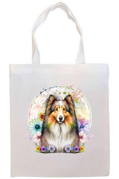 Canvas Tote Bag, Zippered With Handles & Inner Pocket, "Collie"