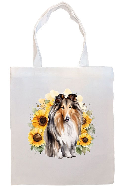 Canvas Tote Bag, Zippered With Handles & Inner Pocket, "Collie"