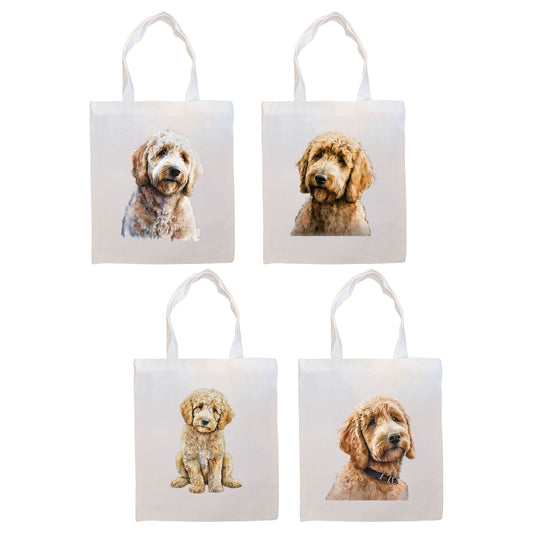 Canvas Tote Bag, Zippered With Handles & Inner Pocket, "Goldendoodle"