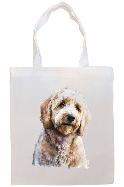 Canvas Tote Bag, Zippered With Handles & Inner Pocket, "Goldendoodle"