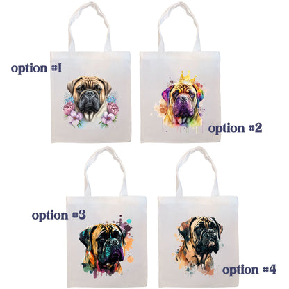 Canvas Tote Bag, Zippered With Handles & Inner Pocket, "Bullmastiff"