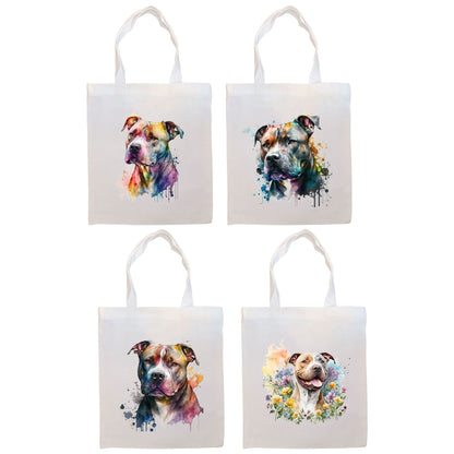 Canvas Tote Bag, Zippered With Handles & Inner Pocket, "Pit Bull"