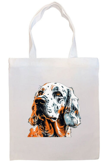 Canvas Tote Bag, Zippered With Handles & Inner Pocket, "English Setter"