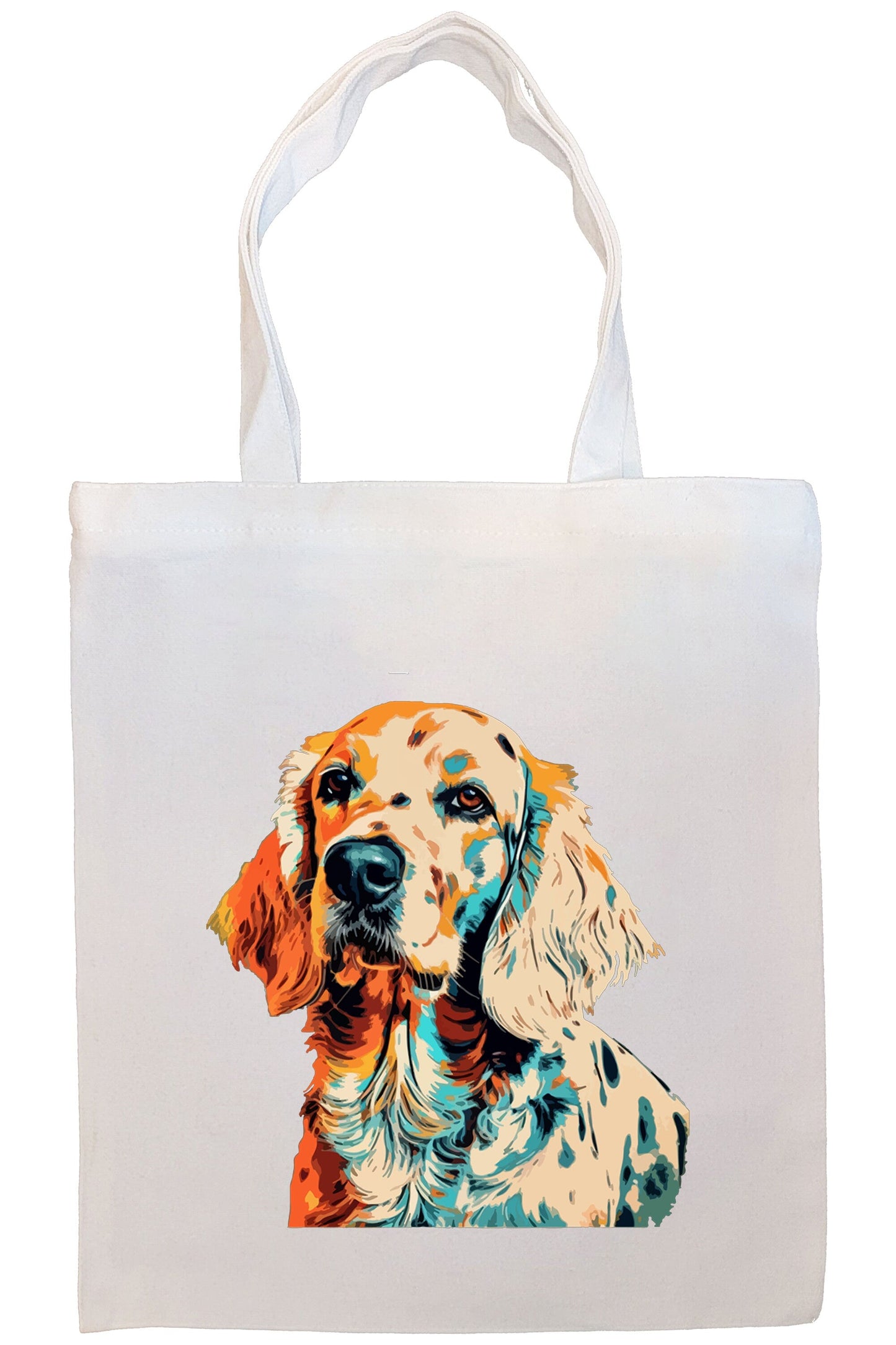 Canvas Tote Bag, Zippered With Handles & Inner Pocket, "English Setter"