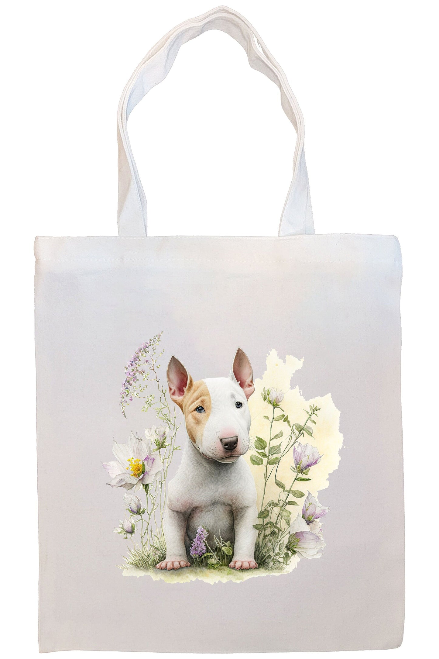 Canvas Tote Bag, Zippered With Handles & Inner Pocket, "Bull Terrier"