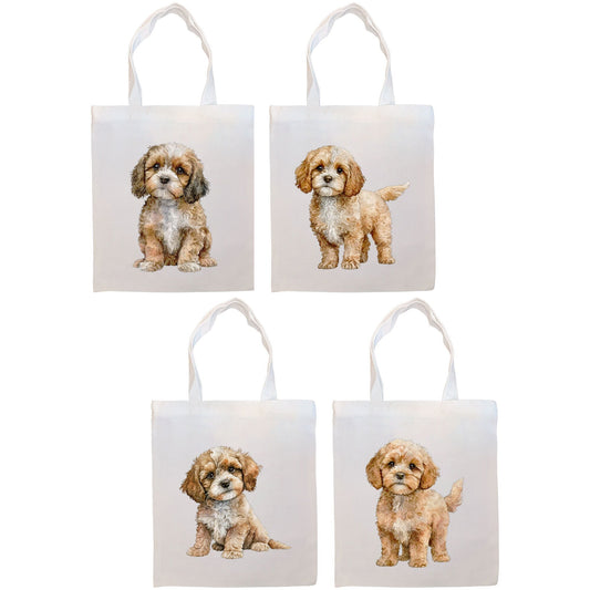 Canvas Tote Bag, Zippered With Handles & Inner Pocket, "Cavapoo"