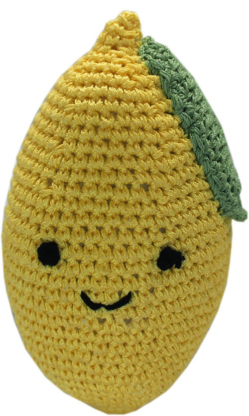 Knit Knacks Organic Cotton Pet & Dog Toys, "Fruits" (Choose from: Strawberries, Pear, Pineapple, Lemon, Chili Pepper, Avocado or Banana)