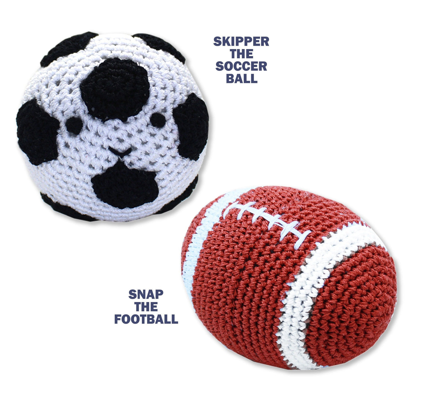 Knit Knacks Organic Cotton Pet & Dog Toys, "Sports Group" (Choose from Soccer or Football)