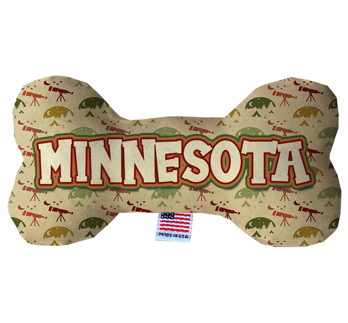 Pet & Dog Plush Bone Toys, "Minnesota State Options" (Available in different pattern options)