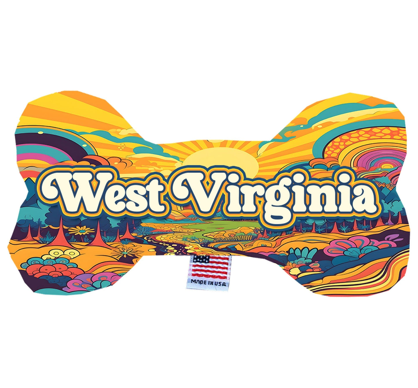 Pet & Dog Plush Bone Toys, "West Virginia State Options" (Available in different pattern options)