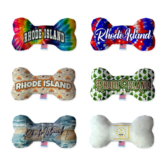 Pet & Dog Plush Bone Toys, "Rhode Island  State Options" (Available in different pattern options)