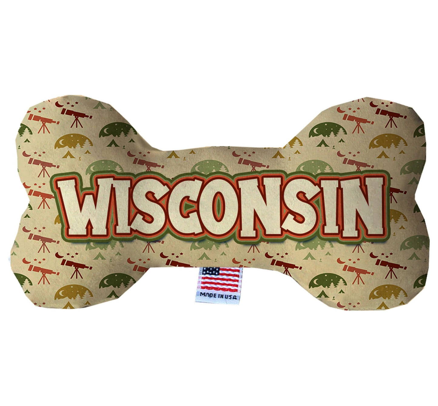 Pet & Dog Plush Bone Toys, "Wisconsin State Options" (Available in different pattern options)