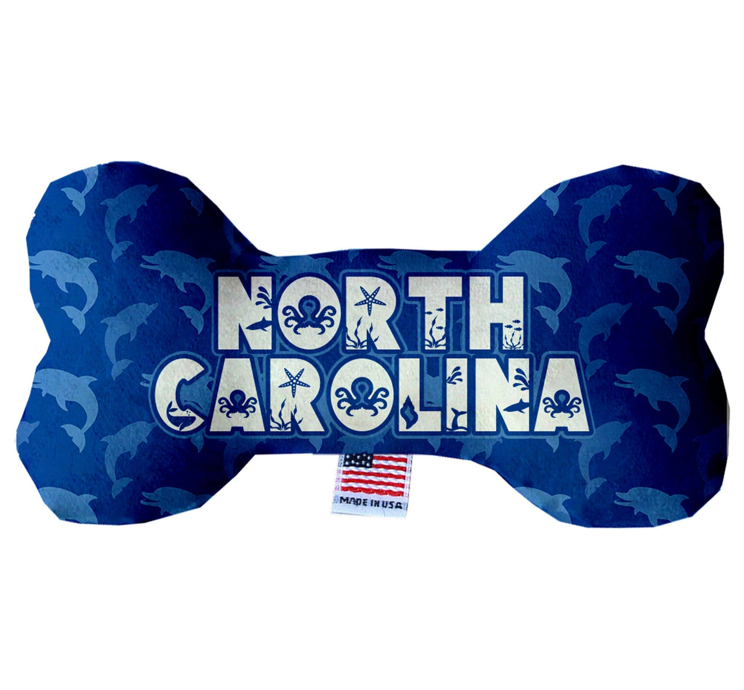 Pet & Dog Plush Bone Toys, "North Carolina Coast" (Set 2 of 2 North Carolina State Toy Options, available in different pattern options!)