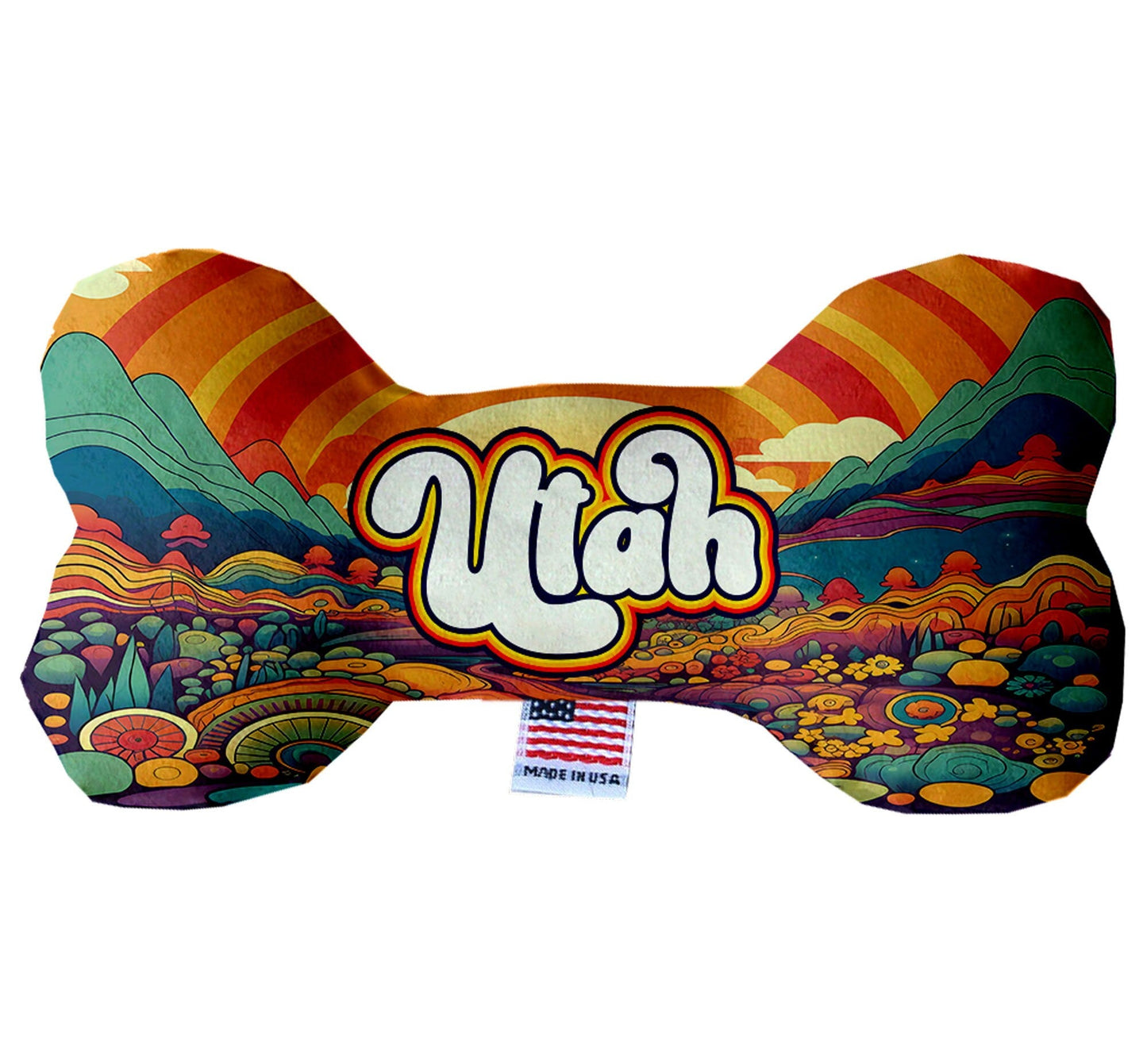 Pet & Dog Plush Bone Toys, "Utah Mountains" (Set 1 of 2 Utah State Toy Options, available in different pattern options!)