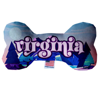 Pet & Dog Plush Bone Toys, "Virginia Mountains" (Set 1 of 2 Virginia State Toy Options, available in different pattern options!)