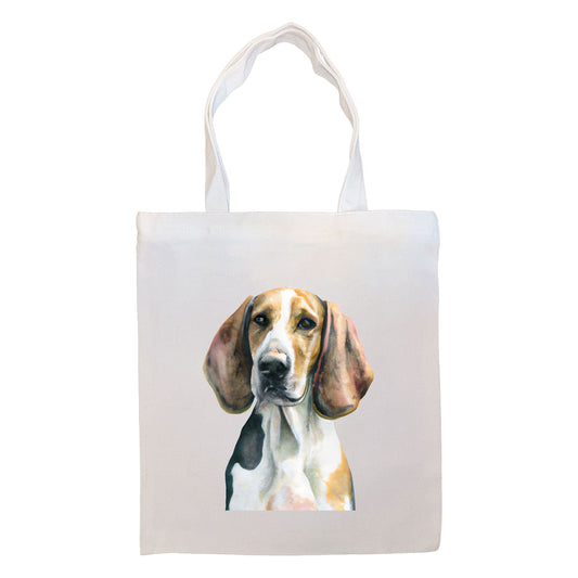 Canvas Tote Bag, Zippered With Handles & Inner Pocket, "American Foxhound"