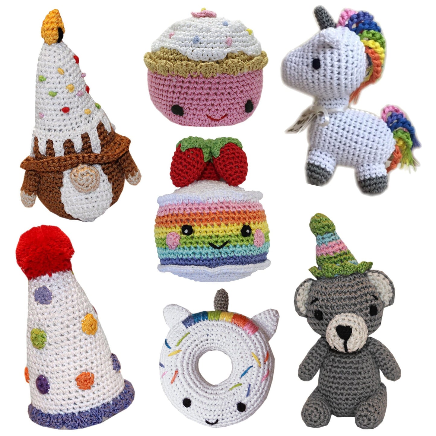 Knit Knacks Organic Cotton Pet & Dog Toys, "Happy Birthday Group" (Choose from 7 different options!)