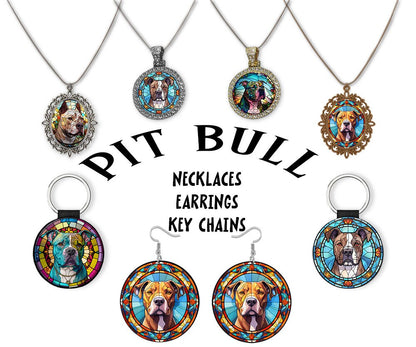 Pit Bull Jewelry - Stained Glass Style Necklaces, Earrings and more!