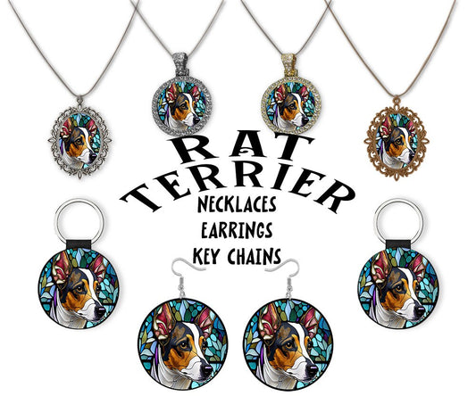 Rat Terrier Jewelry - Stained Glass Style Necklaces, Earrings and more!