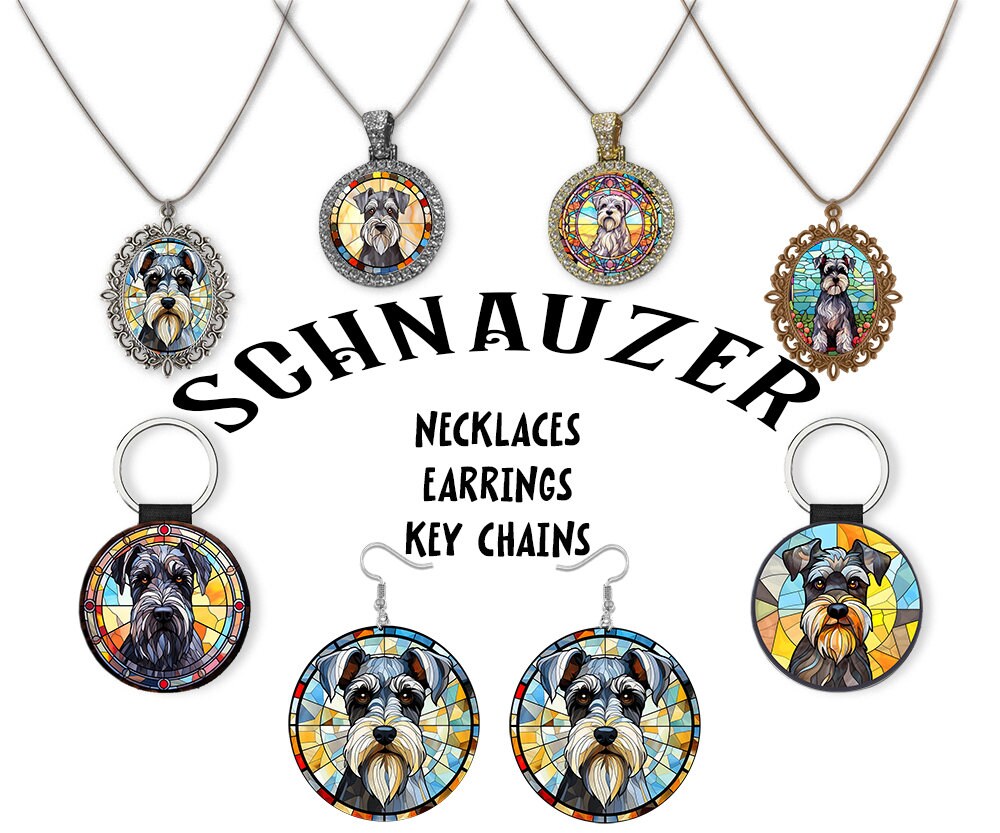 Schnauzer Jewelry - Stained Glass Style Necklaces, Earrings and more!