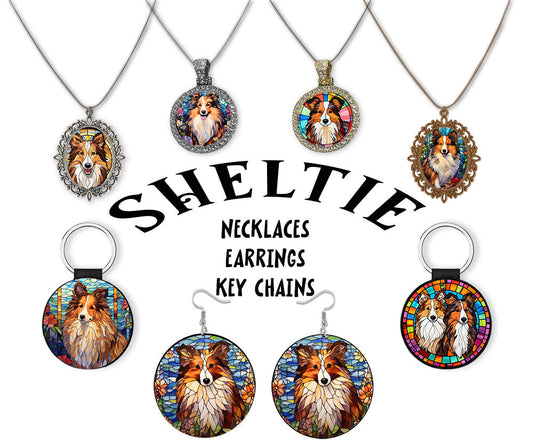 Sheltie Jewelry - Stained Glass Style Necklaces, Earrings and more!