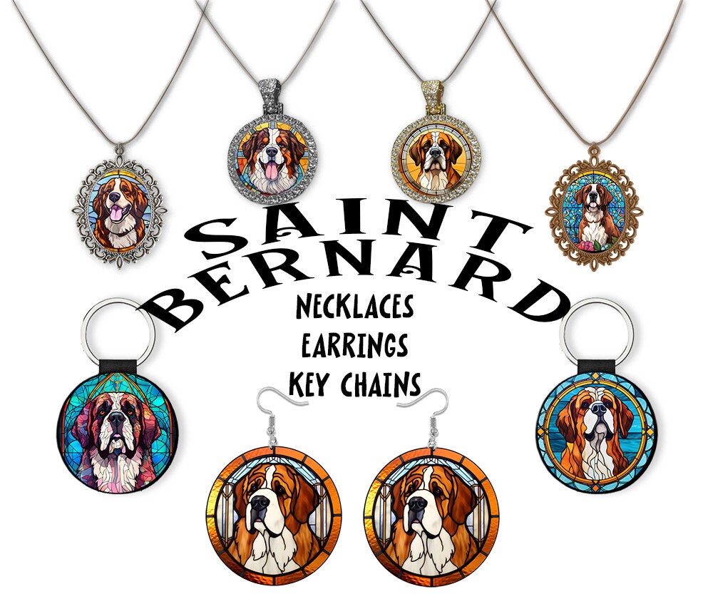 Saint Bernard Jewelry - Stained Glass Style Necklaces, Earrings and more!