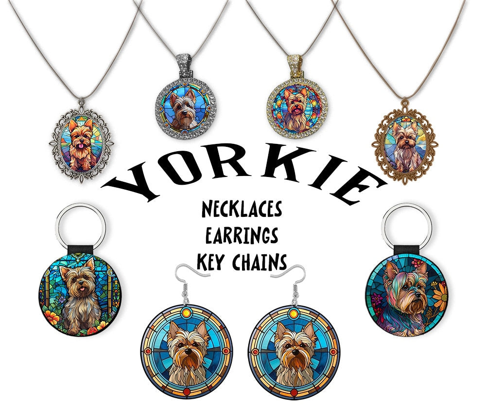 Yorkie Jewelry - Stained Glass Style Necklaces, Earrings and more!