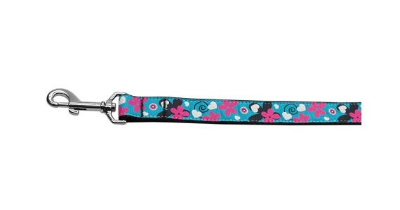 Pet Dog & Cat Nylon Collar or Leash, "Aqua Love"