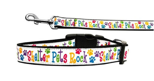 Pet Dog & Cat Nylon Collar or Leash, "Shelter Pets Rock"