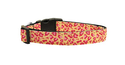 Pet Dog & Cat Nylon Collar or Leash, "Tan and Pink Leopard"