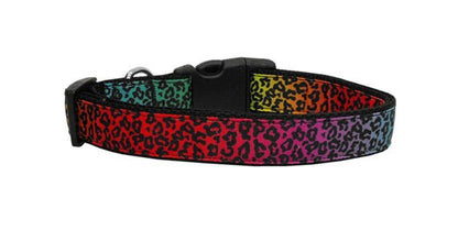 Pet Dog & Cat Nylon Collar or Leash, "Rainbow Leopard"