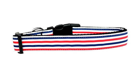 Pet Dog & Cat Nylon Collar or Leash, "Patriotic Stripes"