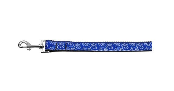 Pet Dog & Cat Nylon Collar or Leash, "Blue and White Swirly"