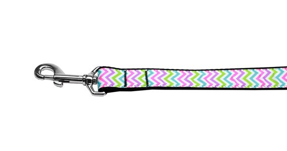 Pet Dog & Cat Nylon Collar or Leash, "Summer Chevron"