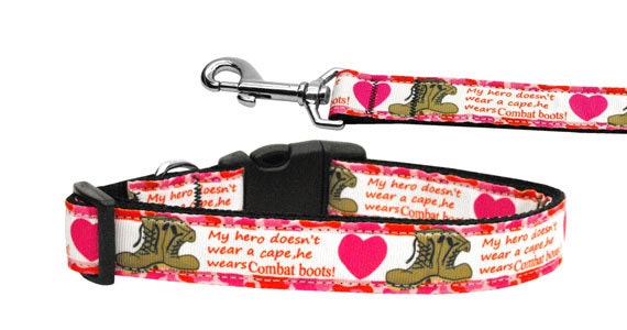 Pet Dog & Cat Nylon Collar or Leash, "Combat Boots"