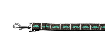 Pet Dog & Cat Nylon Collar or Leash, "Aqua Moustaches"