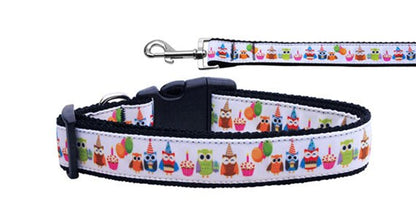 Pet Dog & Cat Nylon Collar or Leash, "Party Owls"