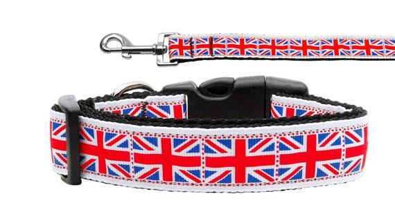 Pet Dog & Cat Nylon Collar or Leash, "Tiled Union Jack"