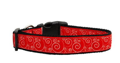 Pet Dog and Cat Nylon Collar or Leash, "Red & White Swirly"