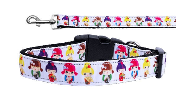 Pet Dog & Cat Nylon Collar or Leash, "Crazy for Kimonos"