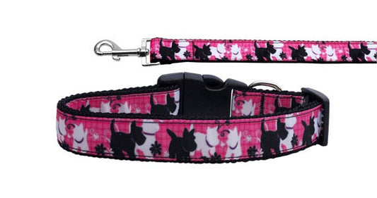 Pet Dog & Cat Nylon Collar or Leash, "Plaid Pups"